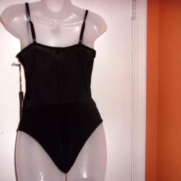 Haute Monde Large Black/Nude Sheer Mesh Teddy NWT - Picture 5 of 7